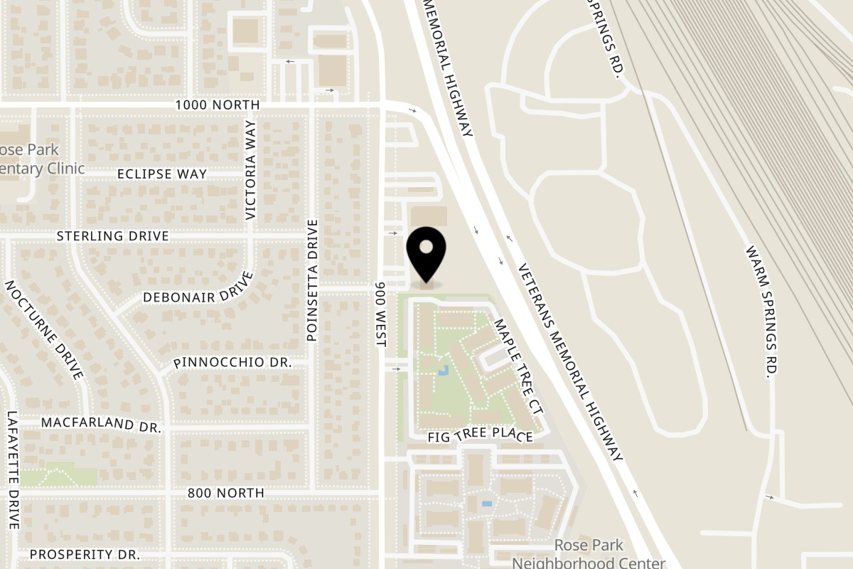 Map showing the location of Santo Taco Rose Park on 910 N 900 W b in Salt Lake City
